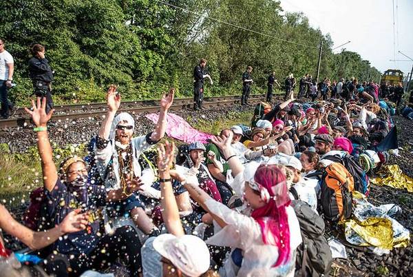 Ende Gelände-AktivistInnen in der Kohlegrube