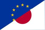 japanische und europäische Flagge