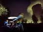 Am Mittwoch waren wir vor Sonnenaufgang am Atomkraftwerk Gundremmingen, um ein leuchtendes Zeichen gegen den Risikoreaktor zu setzen. Foto: Jörg Farys