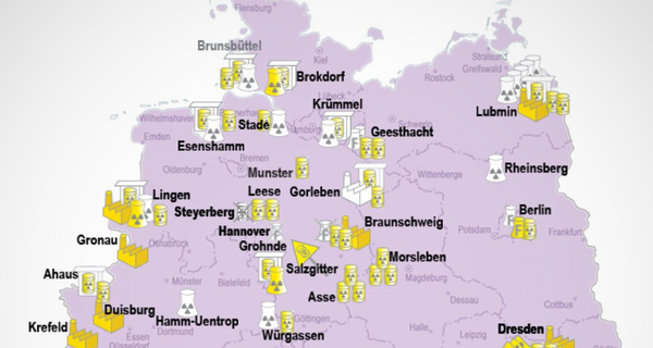 Kartenausschnitt Atommmüll in Deutschland